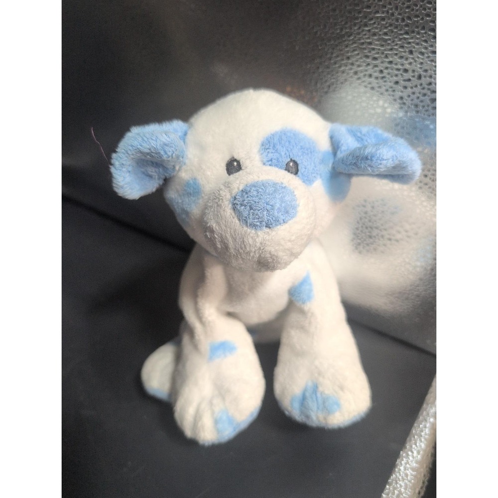 Ty Pluffies Baby Pups Blue White Spotted Puppy Dog Plush 2006 Stuffed Animal 9"